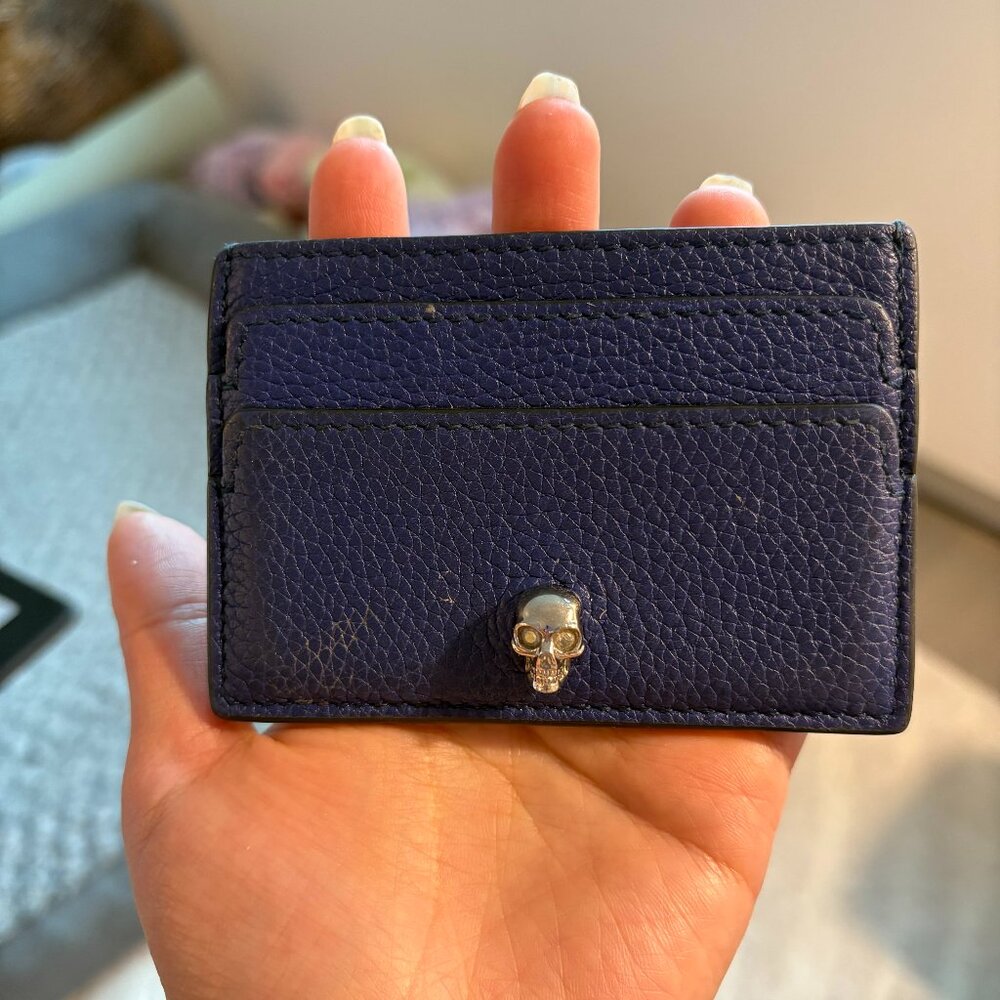 Alexander McQueen Skull Card Holder Dark Blue